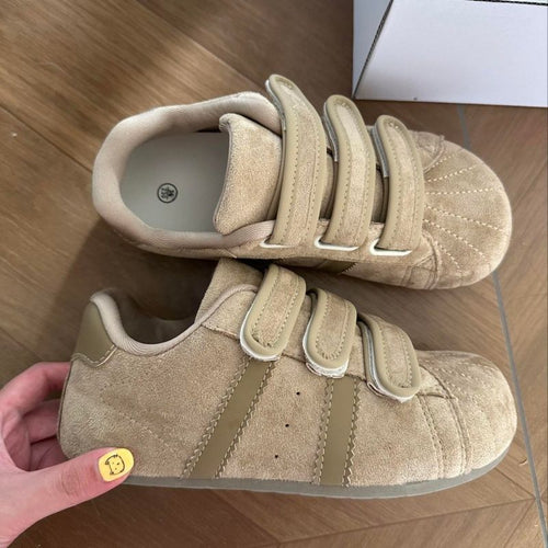 Damen bequeme Klettverschluss-Sneaker aus hochwertigem Wildleder Drune