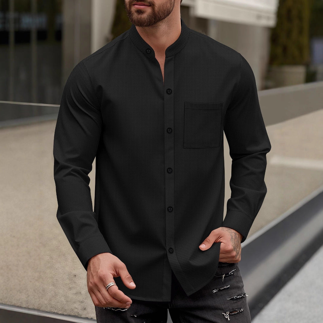 Herren Elegantes Hemd mit Stehkragen Drune