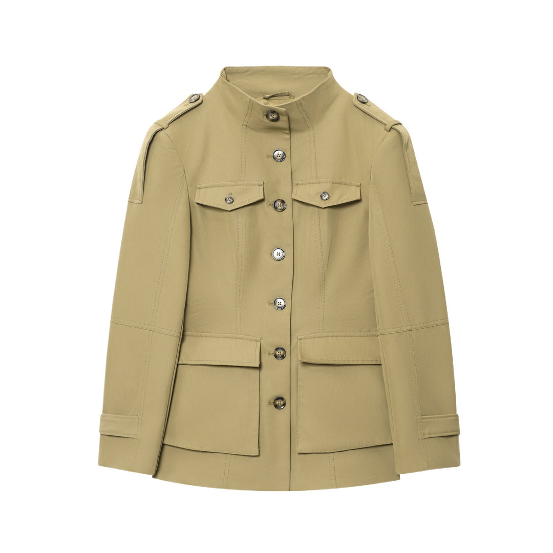 Damen modische Utility-Jacke mit praktischen Taschen und betonten Schulterdetails Drune