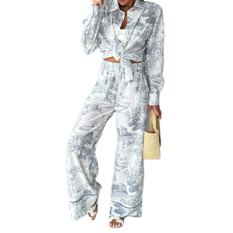 Damen Elegante und bequeme Pyjama-Anzug mit einzigartigem Floral-Design Drune