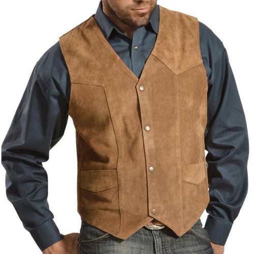 Herren Wildlederweste im rustikalen Look mit praktischen Taschen Drune