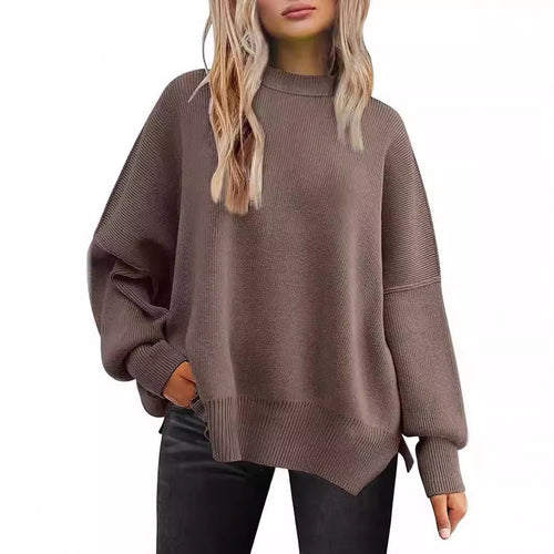 Damen Oversized Strickpullover mit breiten Ärmeln und strukturierter Oberfläche Drune