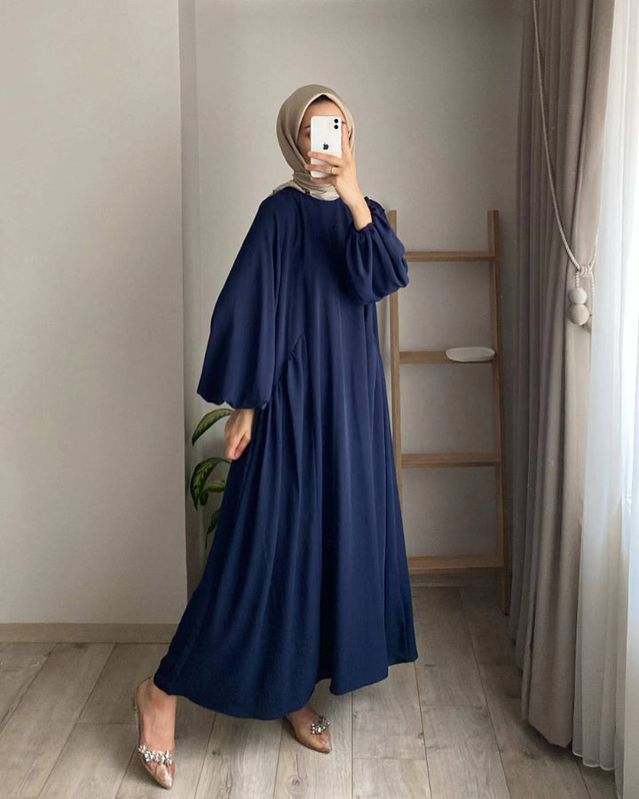Damen elegantes Maxikleid mit voluminösen Ärmeln und fließendem Schnitt Drune