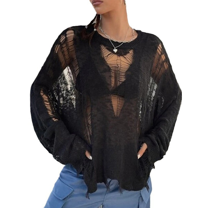 Damen Oversized Strickpullover mit modischen Cut-Outs Drune