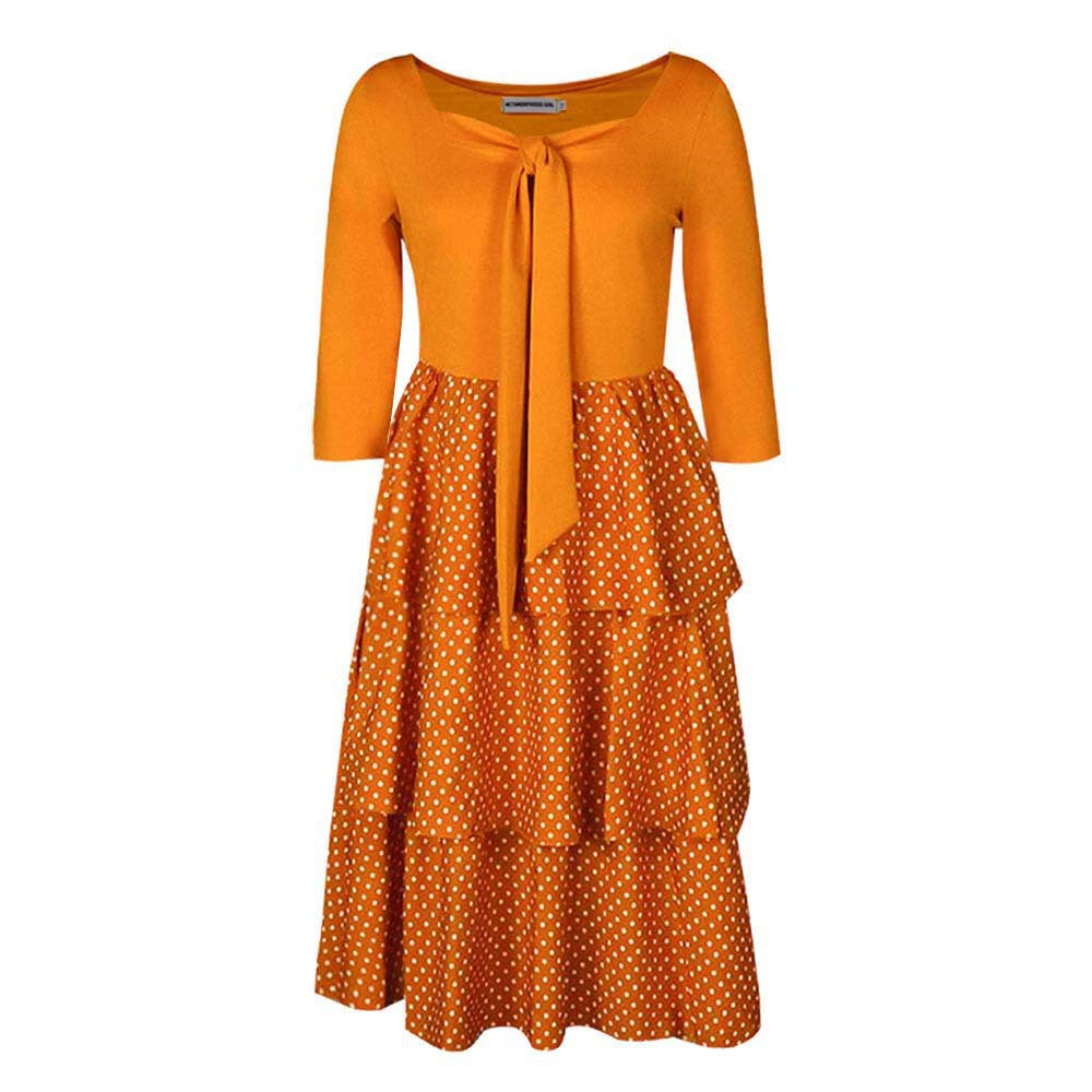Damen Maxikleid mit verspieltem Rüschen-Design und eleganter Schleife Drune