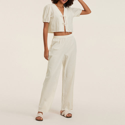 Damen luftiges Sommer-Jumpsuit mit Raffung Drune
