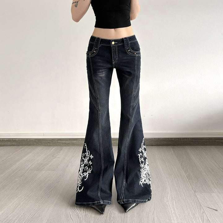 Damen Bootcut-Jeans mit kunstvollen Stickdetails Drune