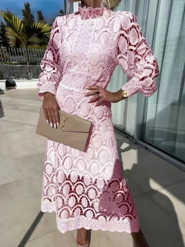 Drune | Spitzen Puffärmel Enganliegendes Kleid
