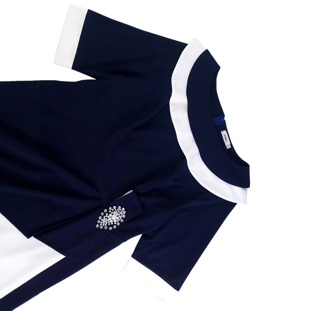 Damen Elegantes Kleid mit kontrastierenden Rüschendetails Drune