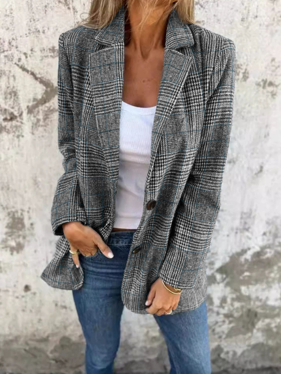 Damen Karierter Blazer Drune