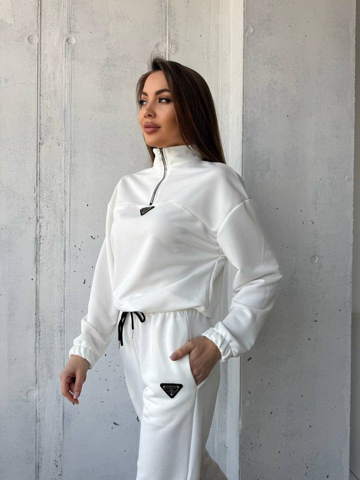 Damen sportliches Set aus weichem Fleece mit Kapuze Drune