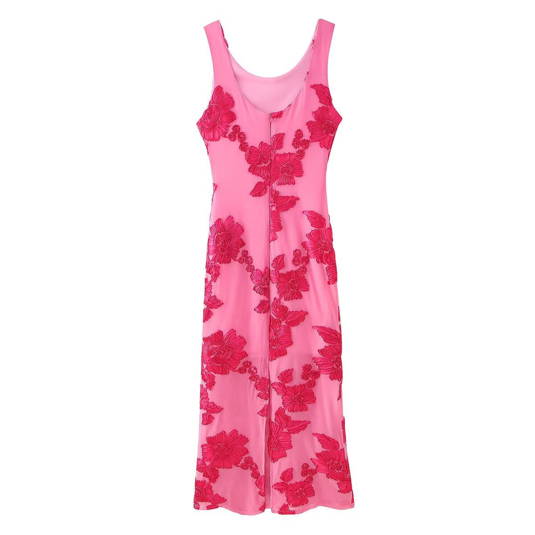 Damen Maxikleid mit floralem Stickmuster und elegantem Schnitt Drune