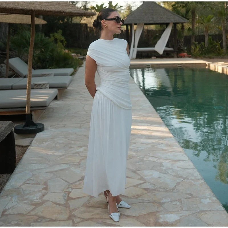 Damen Maxikleid mit innovativem Wickeldesign und eleganter Drapierung Drune