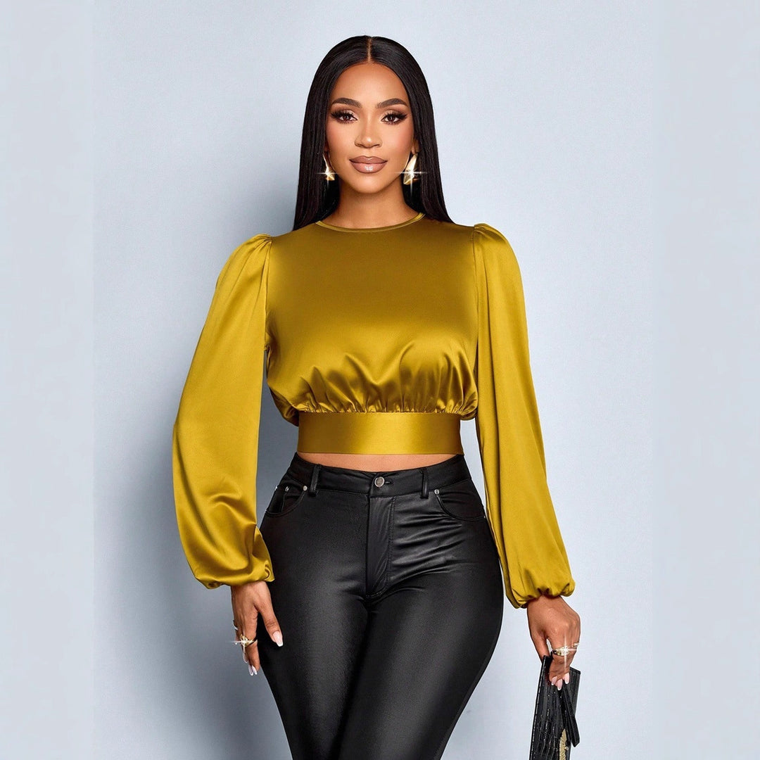 Damen Elegant geschnittene Leoparden-Bluse mit Dekolleté und Schleifenrand Drune