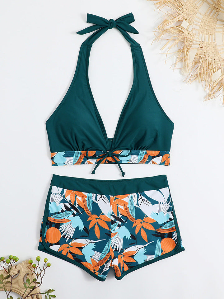 Damen Sportliches Bikini-Set mit verstellbarem Haltertop und Shorts Drune