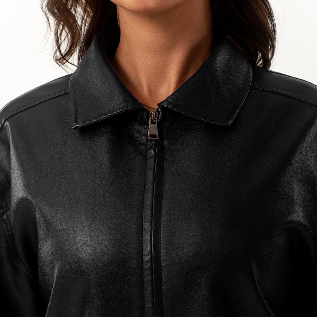 Damen lässige Satinjacke mit modernem Schnitt und praktischen Taschen Drune