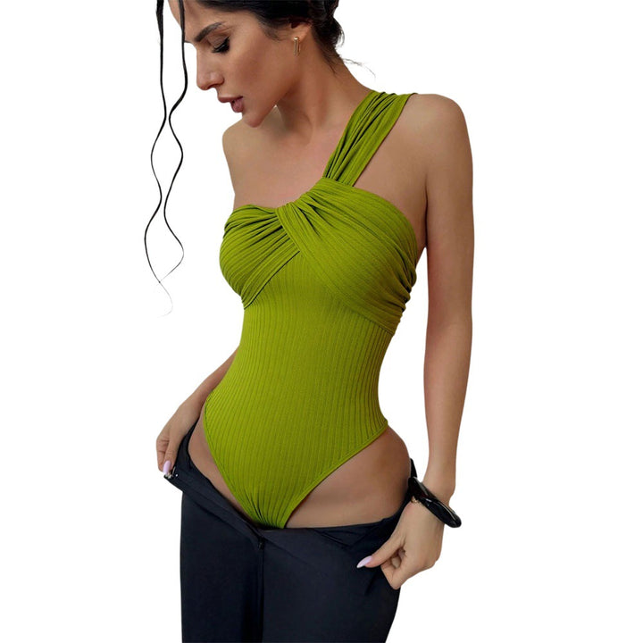Damen eleganter einarmiger Badeanzug mit raffiniertem Drapierungsdesign Drune