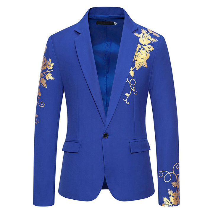 Herren eleganter Blazer mit floralem Stickdesign und feinen Details Drune