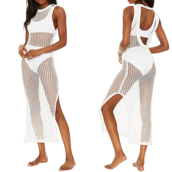 Damen Netz Strandkleid mit hohem Schlitz und sportlichem Schnitt Drune