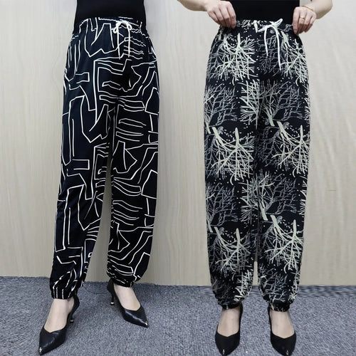 Damen Bequeme Freizeithose mit Paris-Motiv und elastischem Bund Drune