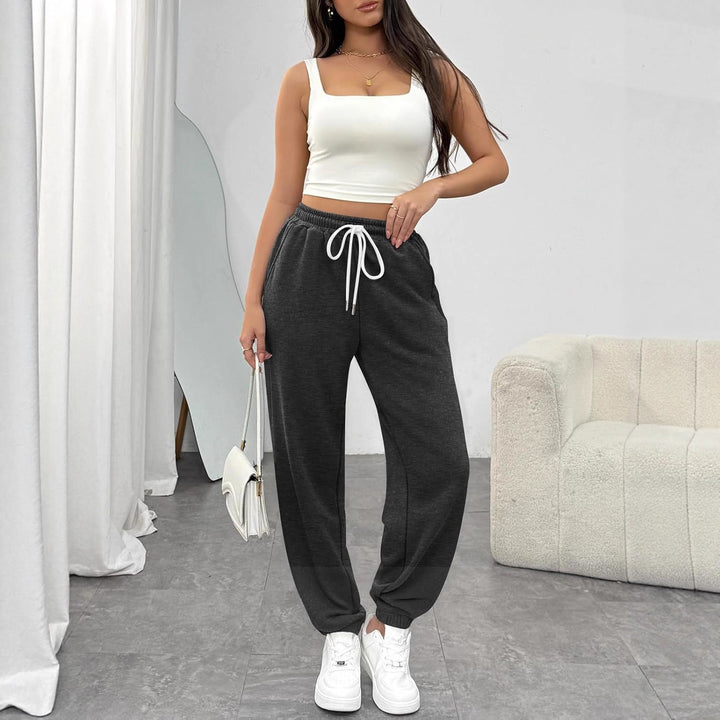 Damen Bequeme Sporthose mit elastischem Bund und Kordelzug Drune