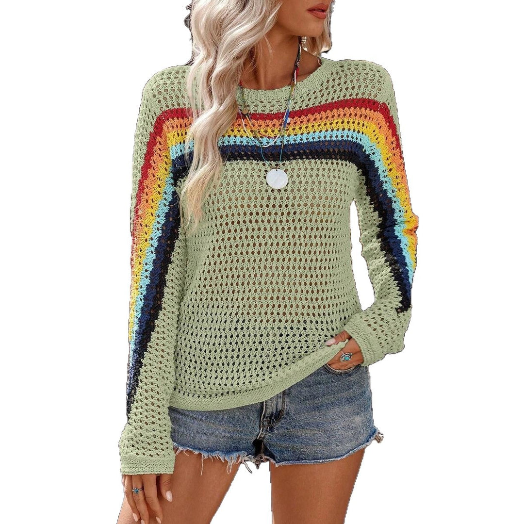 Damen Luftiger Strickpullover mit bunten Streifen Drune