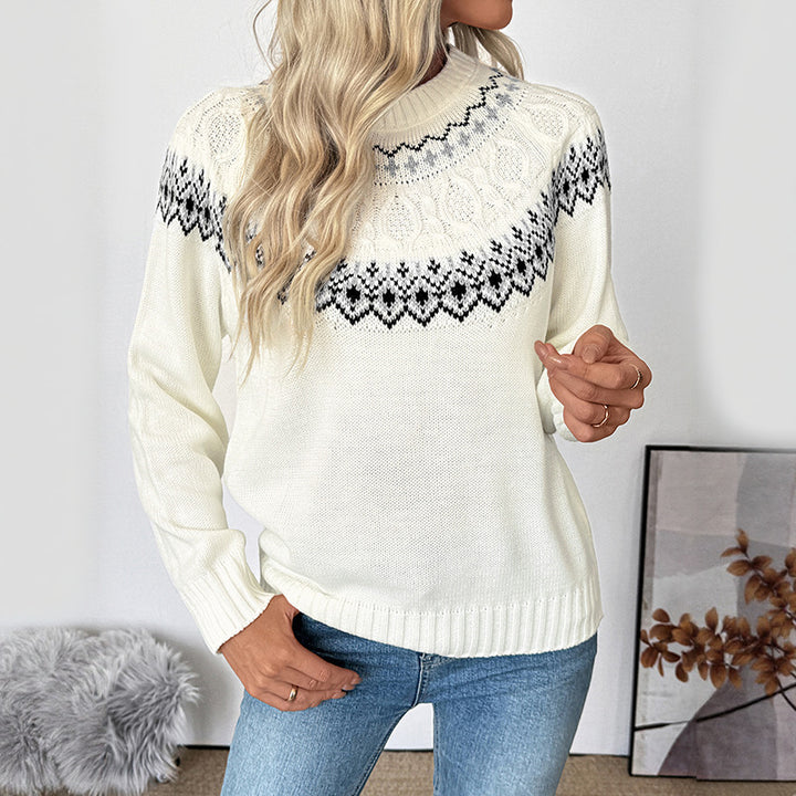 Damen Strickpullover mit traditionellem Norweger-Muster Drune