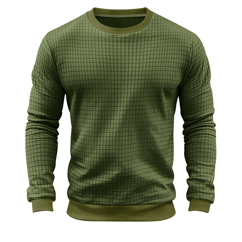 Herren nan strukturiertes Karo-Strick-Sweatshirt mit Rundhalsausschnitt und körperbetonter Athletik-Passform Drune