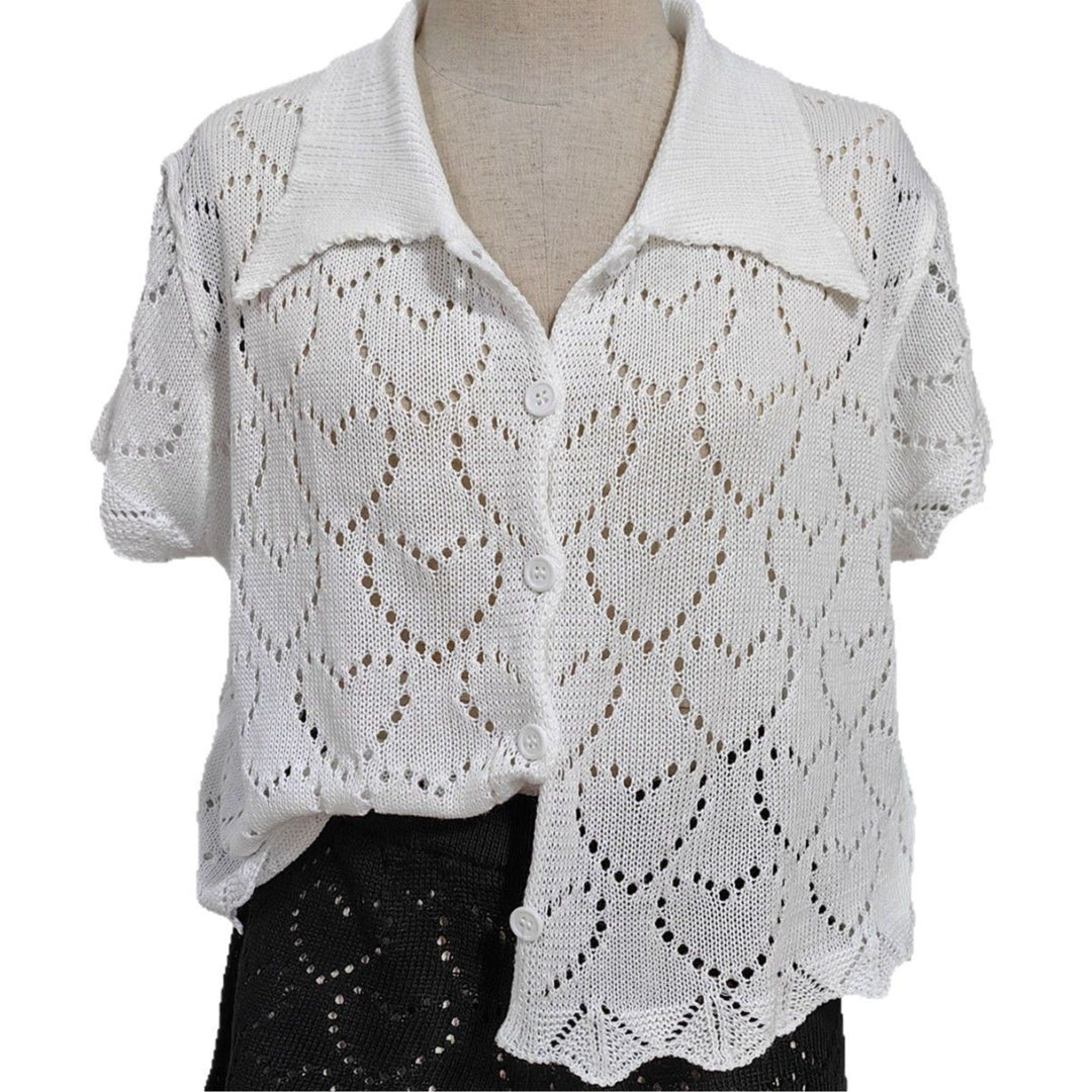 Damen luftiger Häkel-Cardigan mit modischem Lochmuster Drune