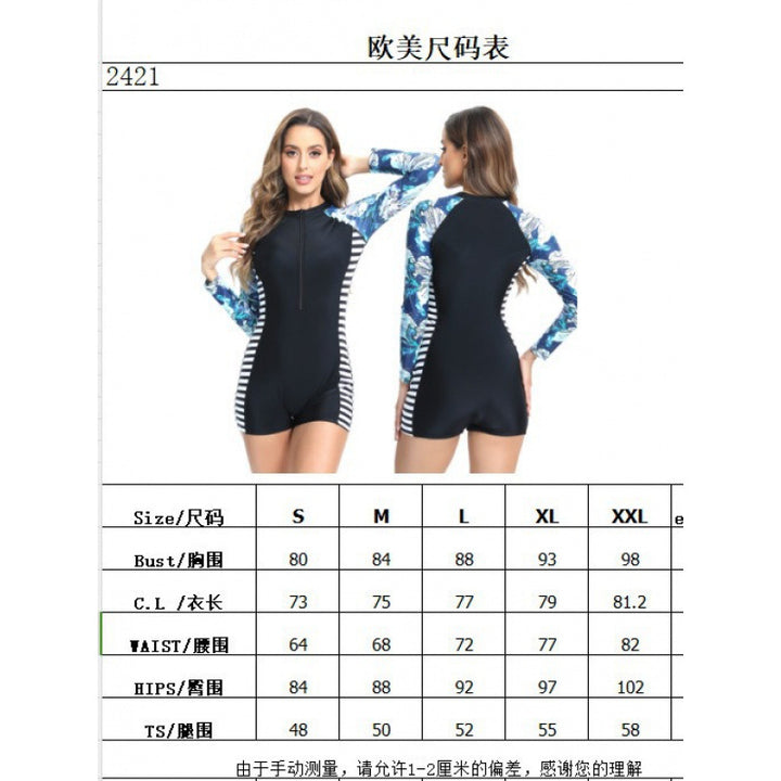 Damen Surfanzug mit langärmeligem Design und floralem Muster Drune