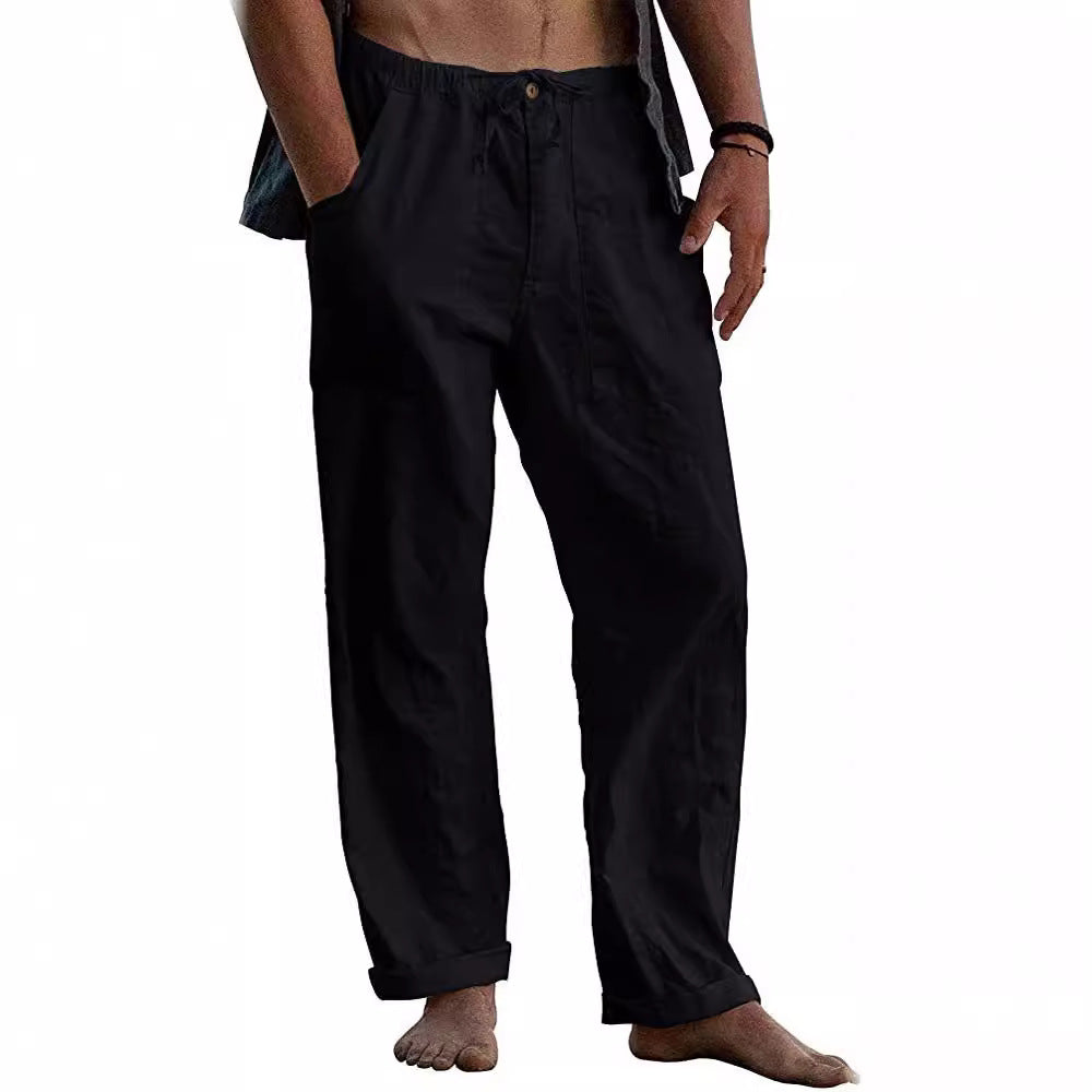 Herren nan leichte Leinenhose mit elastischem Bund und geradem Schnitt Drune