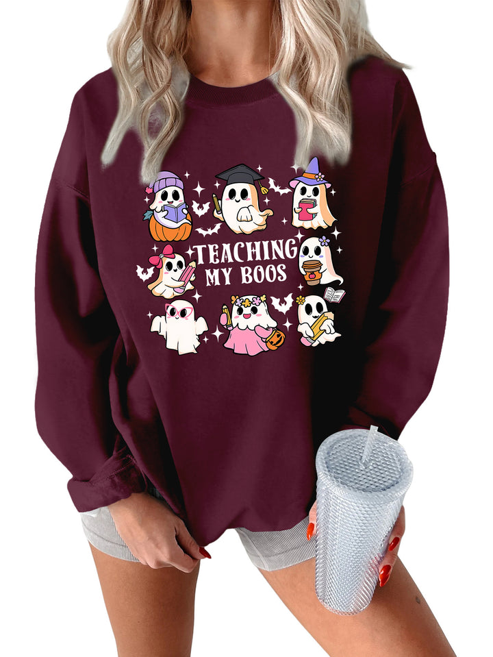 Damen Sweatshirt mit verspieltem Halloween-Motiv und lässigem Schnitt Drune