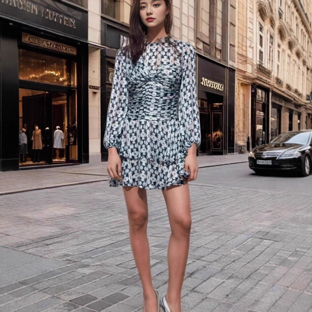 Damen Minikleid mit floralem Design und lässigem Schnitt Drune