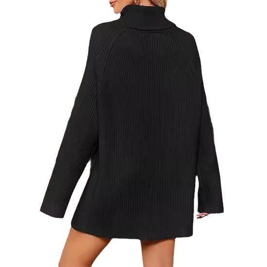 Damen Kaschmir-Feinstrickpullover mit hohem Kragen und weitem Schnitt Drune