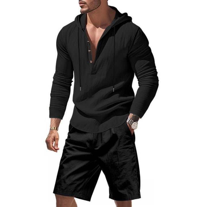 Herren lässiges Kapuzenshirt mit kurzer Hose im entspannten Stil Drune