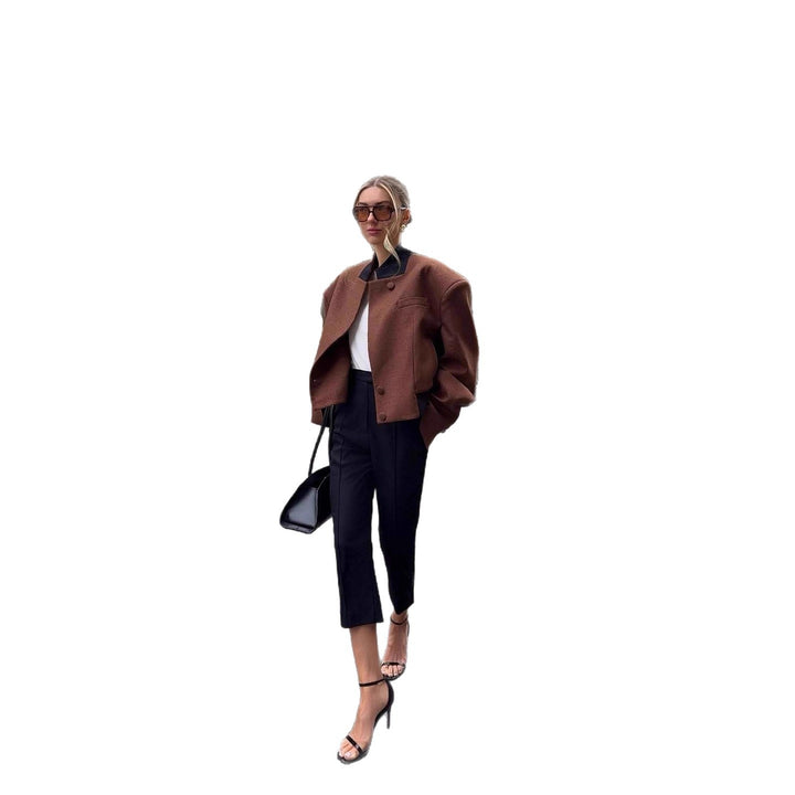 Damen cropped Wolljacke mit elegantem Schnitt Drune