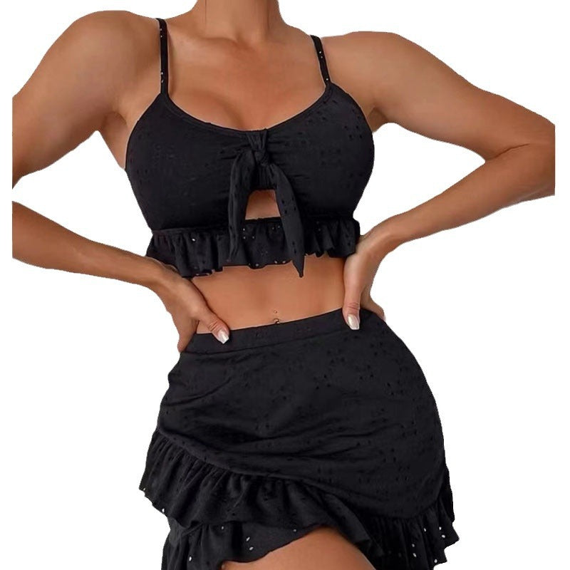 Damen Crop-Top und Rüschenshort Set Drune