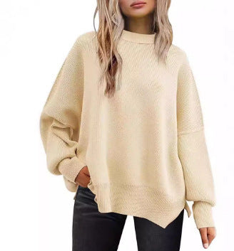 Damen Oversized Strickpullover mit breiten Ärmeln und strukturierter Oberfläche Drune