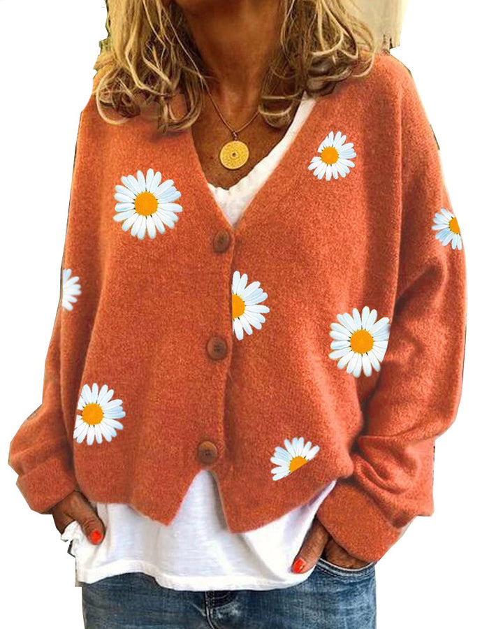 Damen Strickjacke mit floralem Motiv und klassischem Schnitt Drune