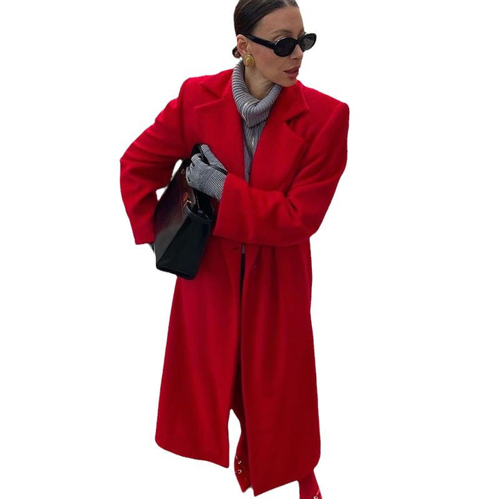Damen Elegante Wollmantel mit Oversized-Schnitt und schickem Revers Drune