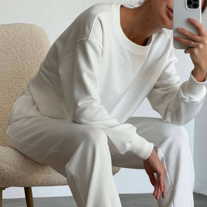 Damen entspannter Sweatanzug mit cropped Oberteil und elastischem Bund Drune