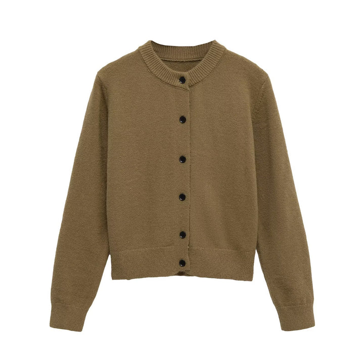 Damen Strickjacke mit Knopfverschluss und elastischem Bund Drune