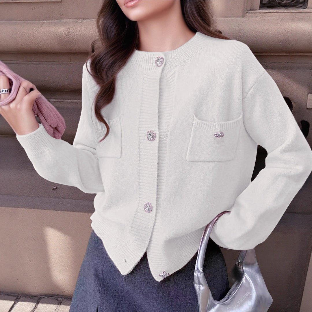 Drune | Strickjacke Wollmischung Lockere Passform Knöpfe Dekorative Taschen