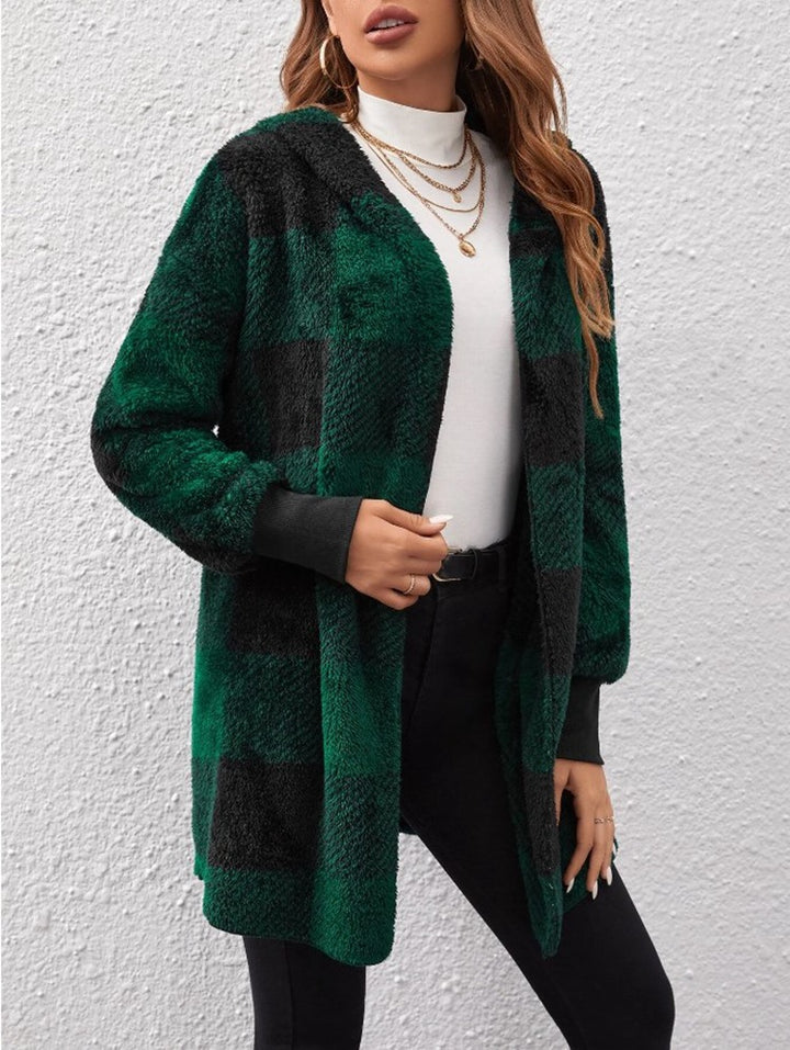 Damen Kuschelige Karojacke mit weichem Material und lässiger Passform Drune