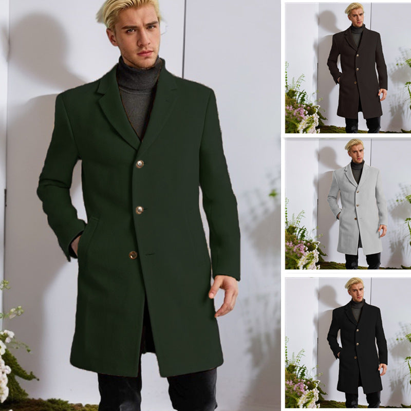 Herren eleganter Langmantel mit goldenen Knöpfen und klassischem Schnitt Drune
