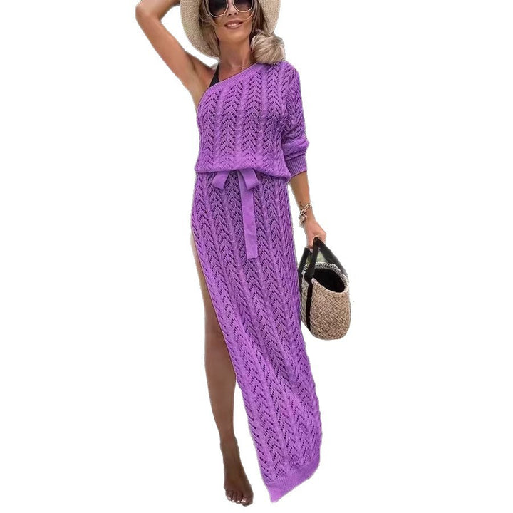 Damen Sommerliches Maxi-Kleid mit asymmetrischem Schnitt und lässigem Bindegürtel Drune