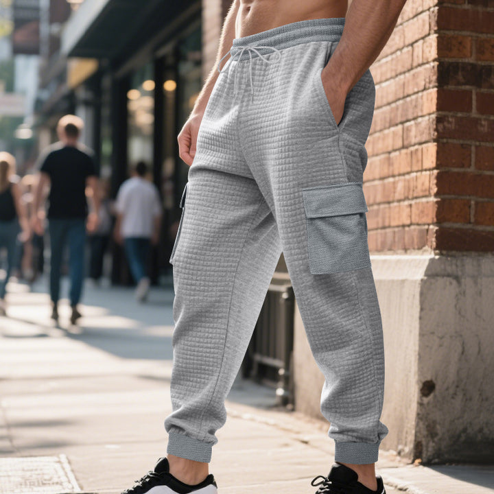 Herren nan gesteppte Thermo-Loungehose mit Funktionstaschen, Tunnelzug und elastischem Bündchen Drune