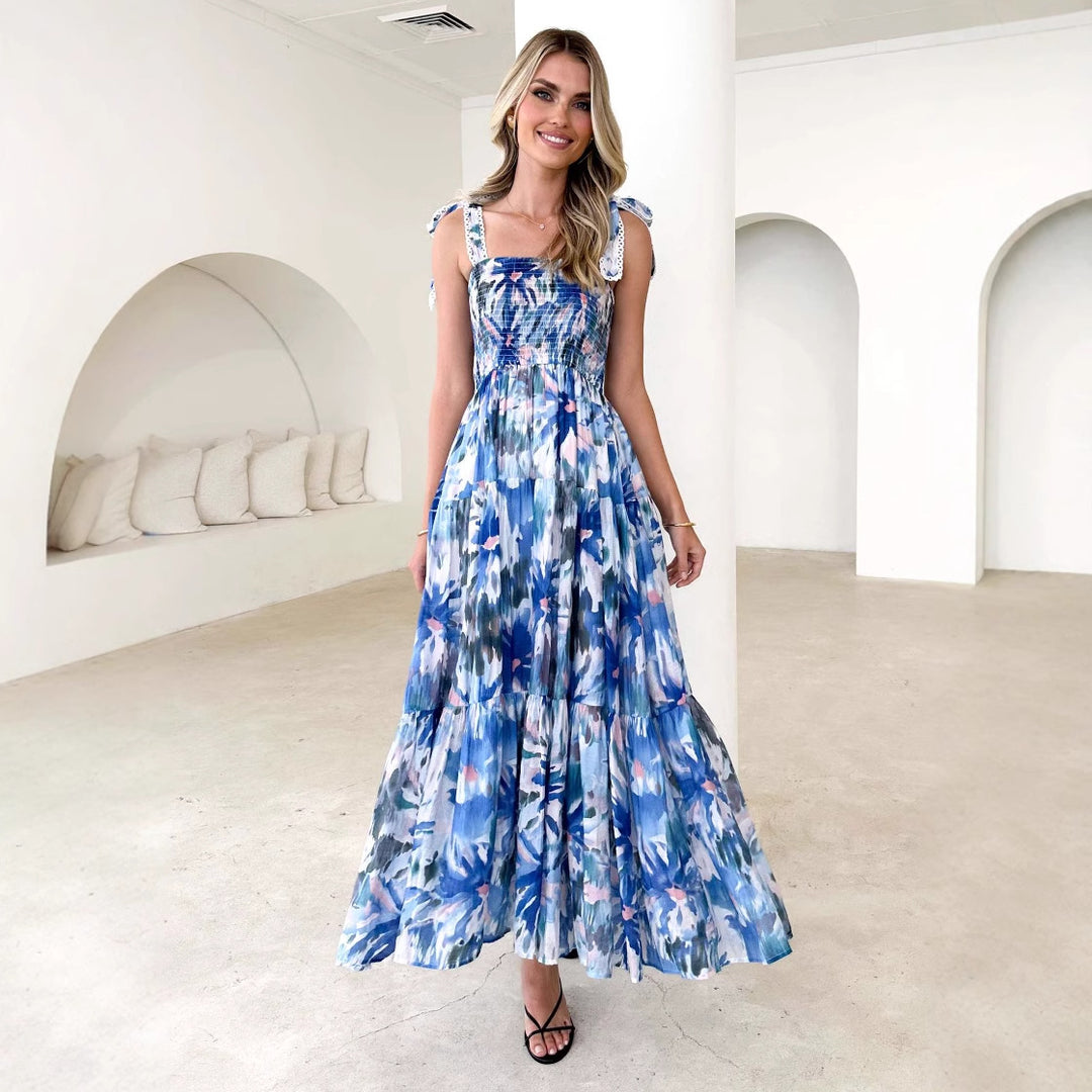 Damen Maxikleid mit verspieltem Rüschendesign und fließendem Stoff Drune