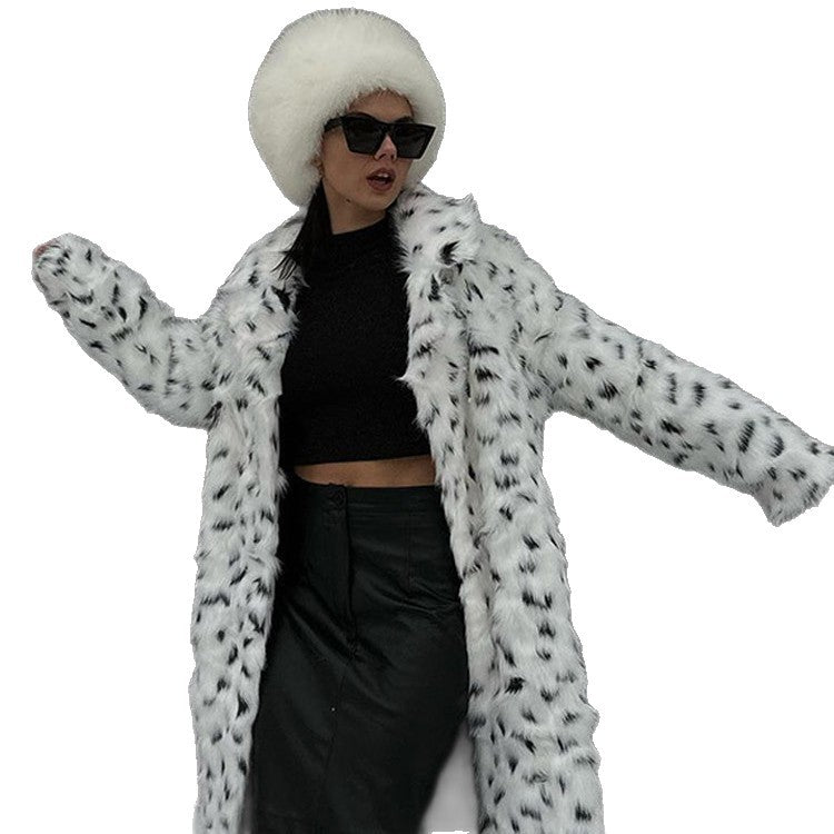 Damen luxuriöse Kunstfelljacke mit auffälligem Tiermotiv Drune