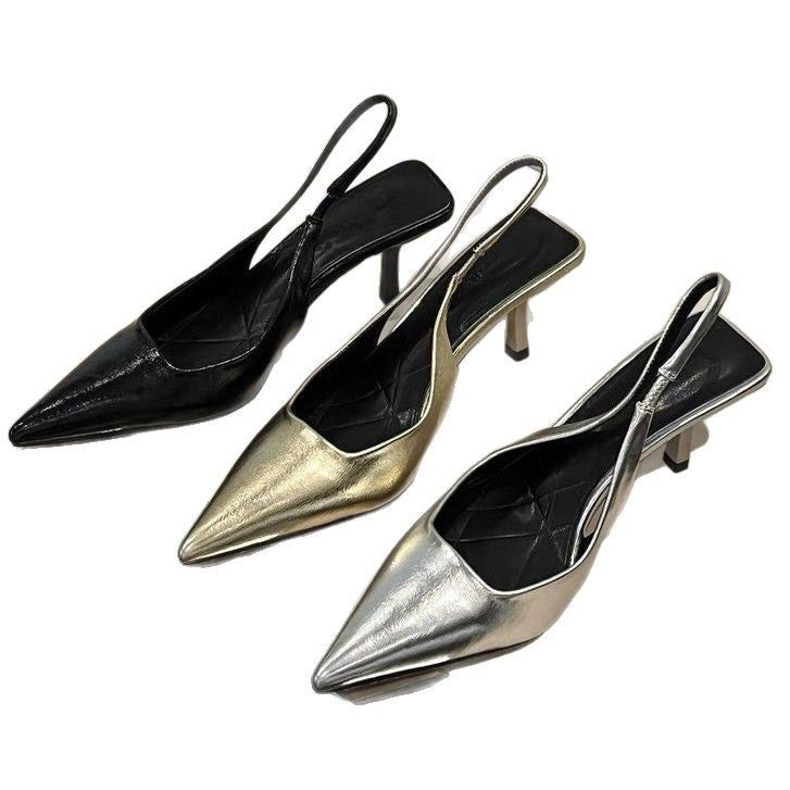 Damen Slingback Pumps aus hochwertigem Metallic-Leder Drune